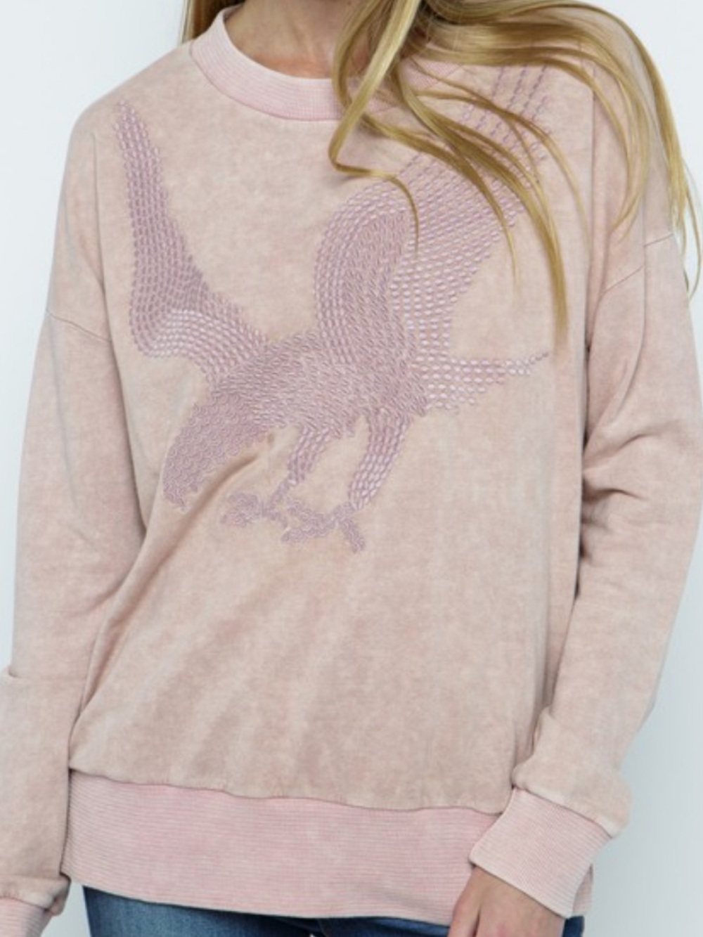 Women’s Pink Embroidered Eagle Top
